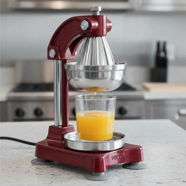 Focus Foodservice Jupiter large juice press showing its robust cast iron design and stable base
