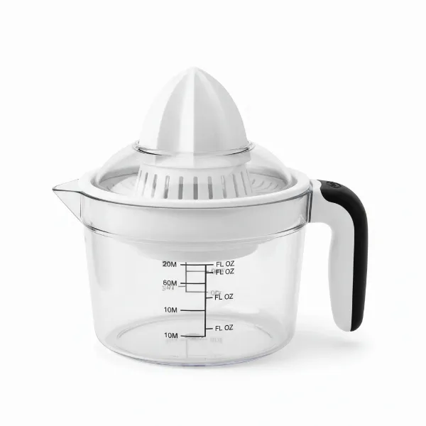 OXO Good Grips 2-in-1 Citrus Juicer with dual reamers, measuring cup, and pour spout on a clean surface
